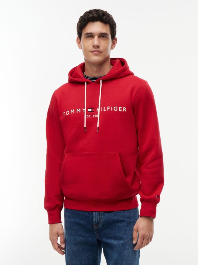 Red Tommy Logo Hoody  Men