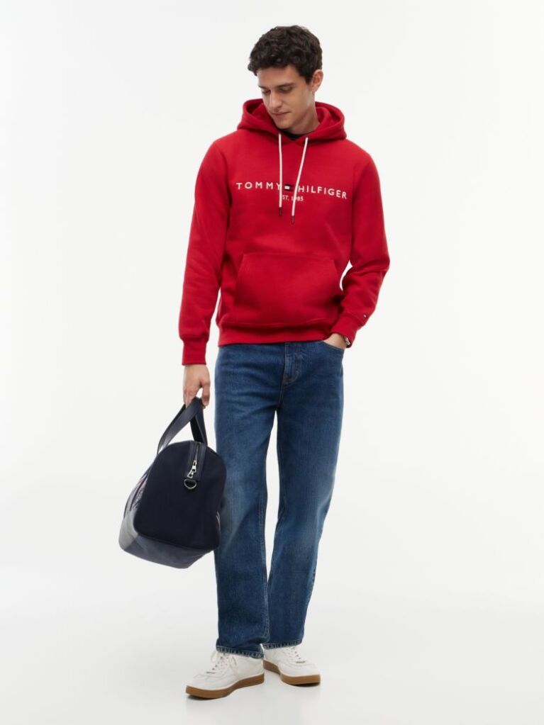 Red Tommy Logo Hoody  Men