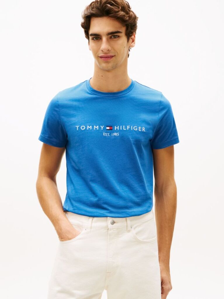 Blue Logo Slim Fit Jersey T-Shirt  Men