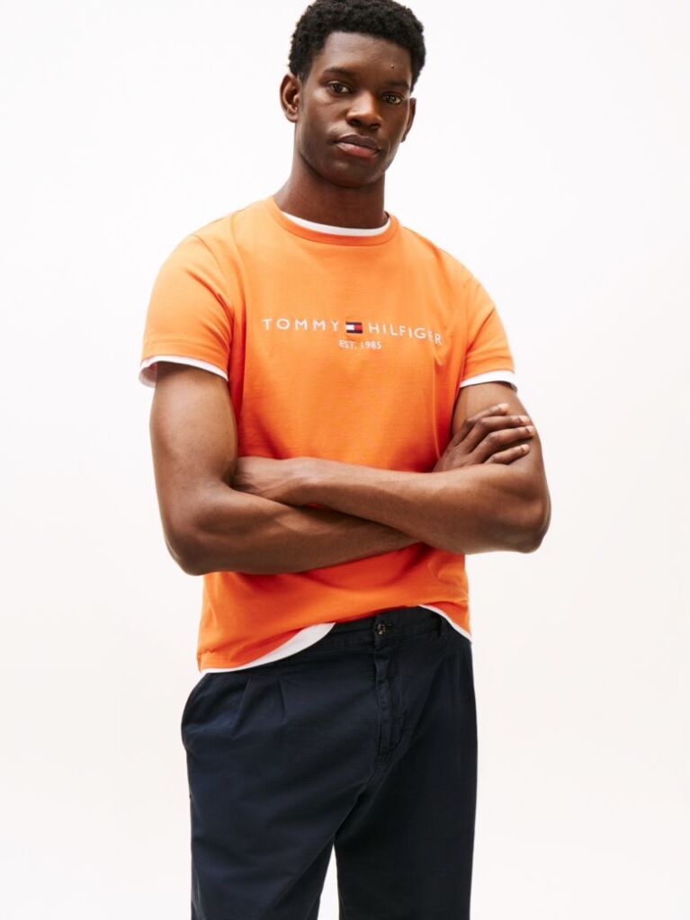Orange Logo Slim Fit Jersey T-Shirt  Men