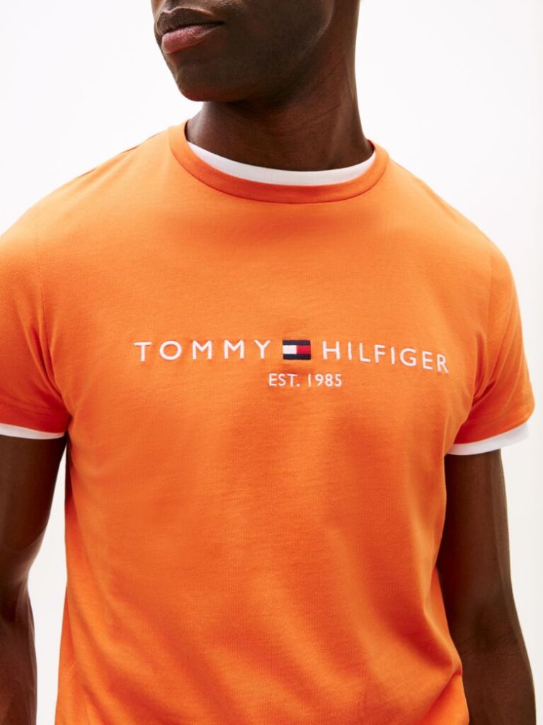Orange Logo Slim Fit Jersey T-Shirt  Men