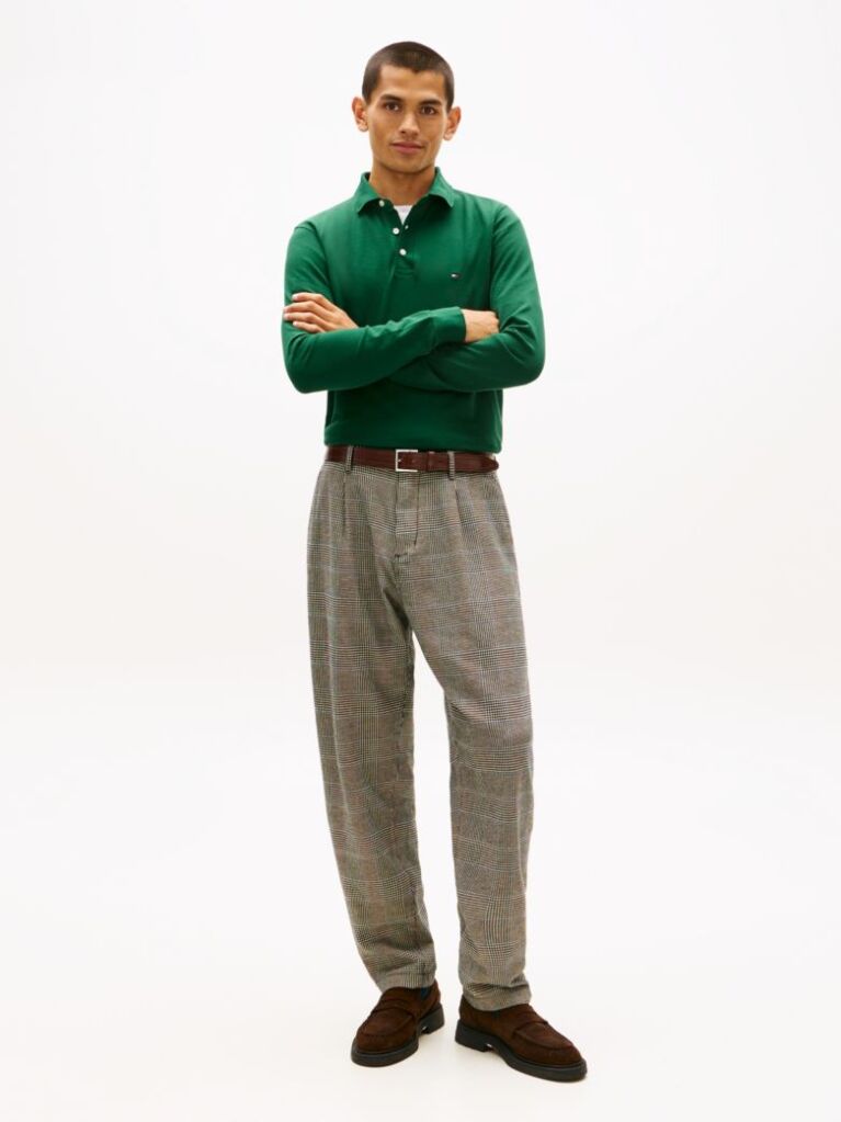 Green 1985 Collection Slim Fit Long Sleeve Polo  Men