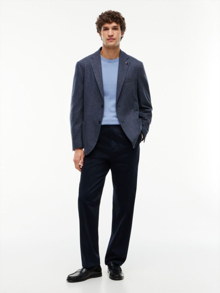 Blue Cotton Cashmere Crew Neck Jumper  Men