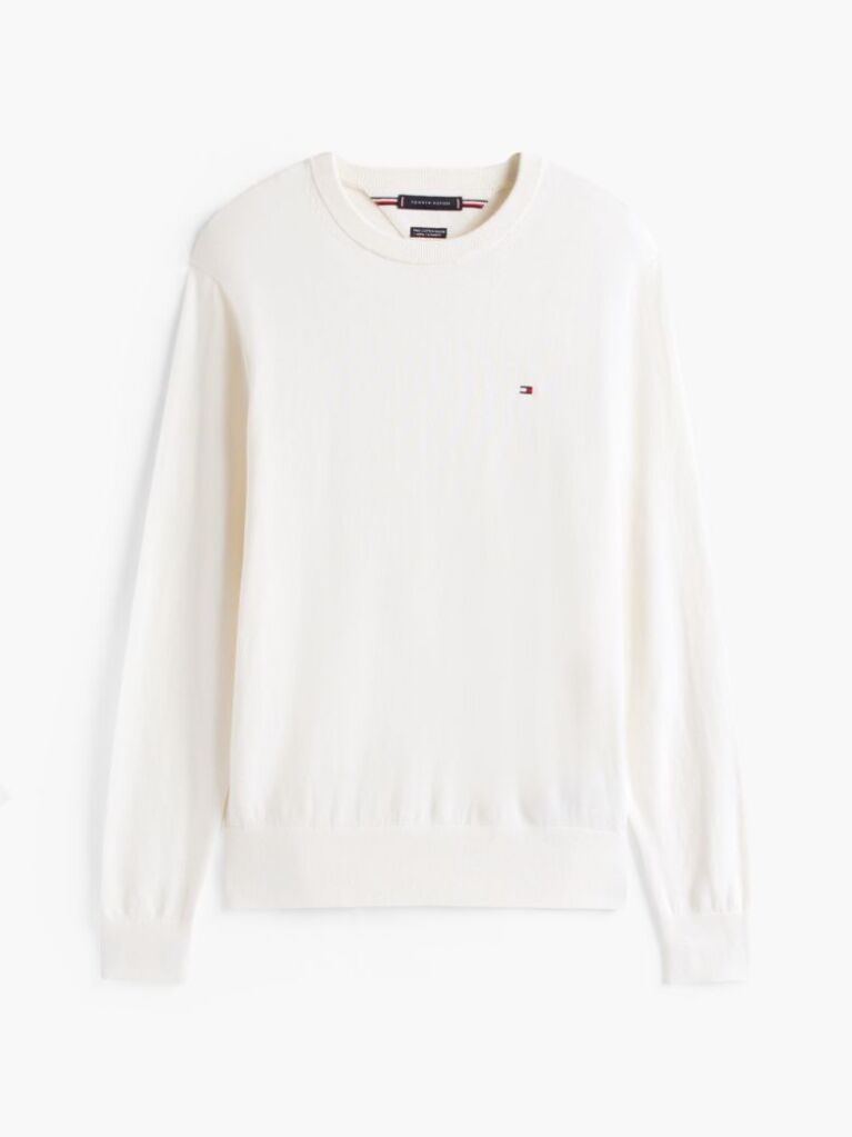 Beige Cotton Cashmere Crew Neck Jumper  Men