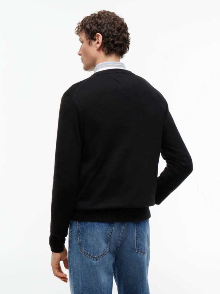 Black V-Neck Regular Fit Jumper  Men