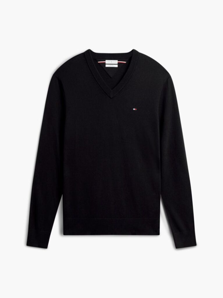 Black V-Neck Regular Fit Jumper  Men