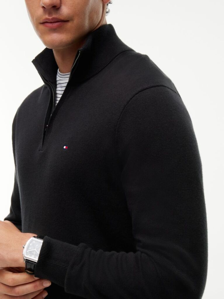 Black Zip-Neck Jumper  Men