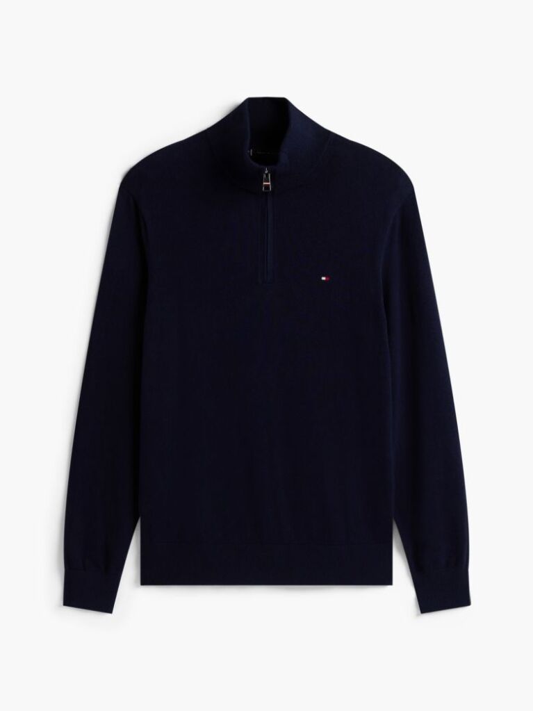 Blue Zip-Neck Jumper  Men