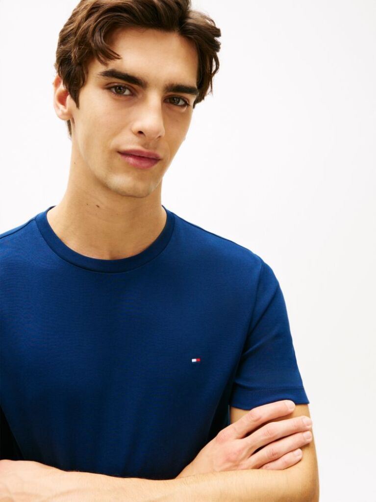 Blue Interlock Knit T-Shirt  Men