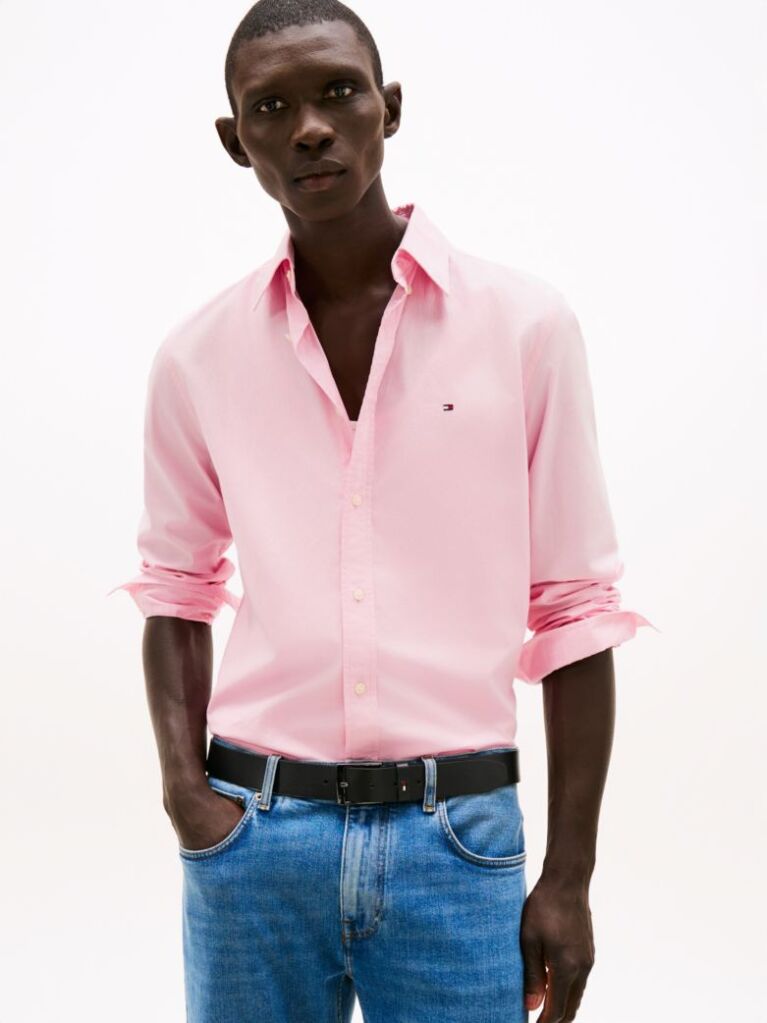 Pink TH Flex Regular Fit Poplin Shirt  Men