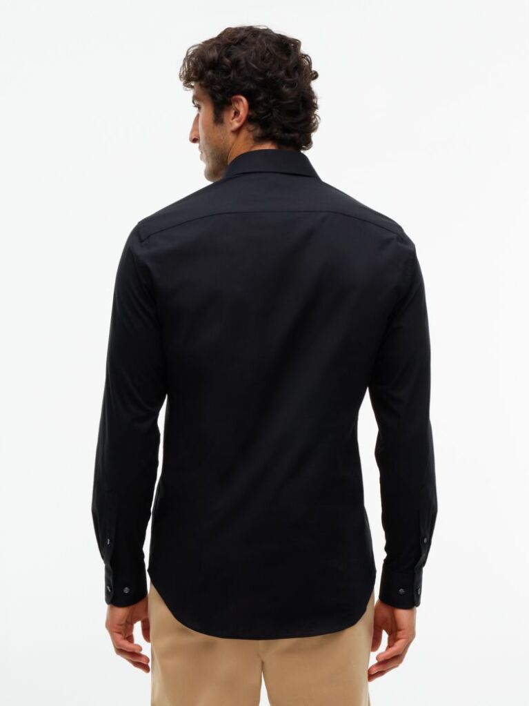 Black Flex Slim Fit Poplin Shirt  Men