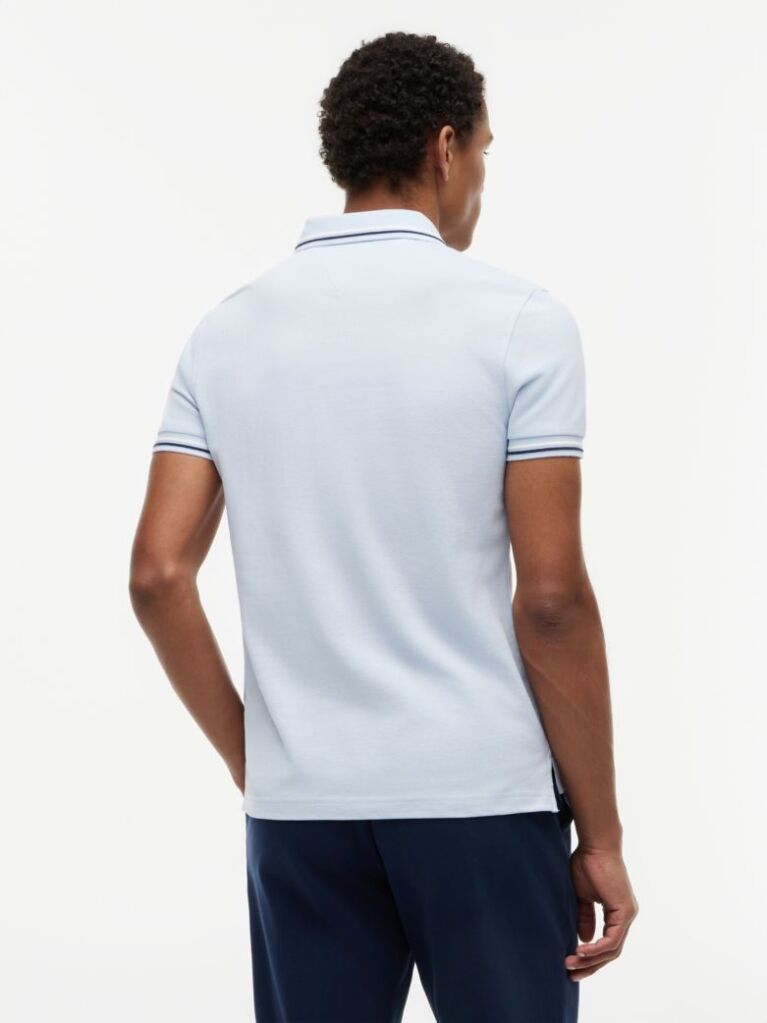 Blue Slim Fit Tipped Pique Polo Shirt  Men