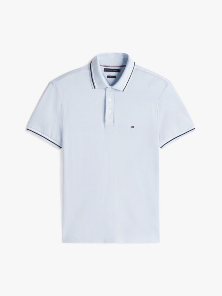 Blue Slim Fit Tipped Pique Polo Shirt  Men