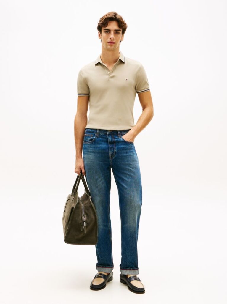 Brown Slim Fit Tipped Pique Polo Shirt  Men