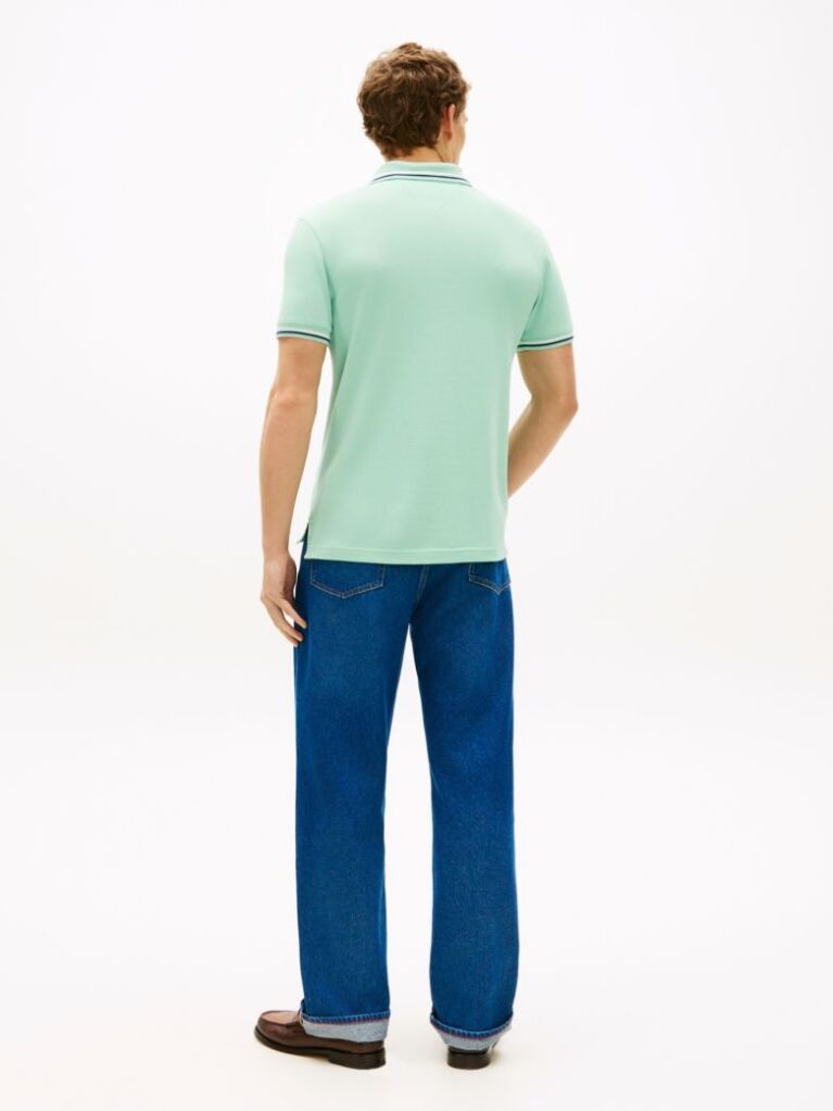 Green Slim Fit Tipped Pique Polo Shirt  Men