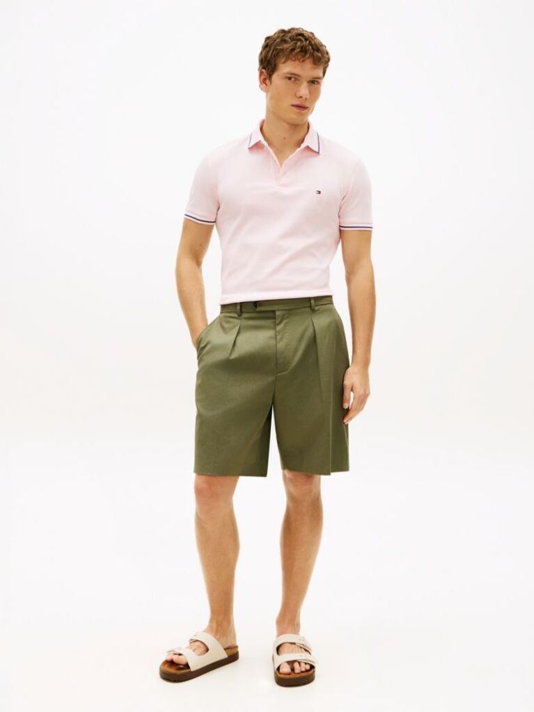 Pink Slim Fit Tipped Pique Polo Shirt  Men