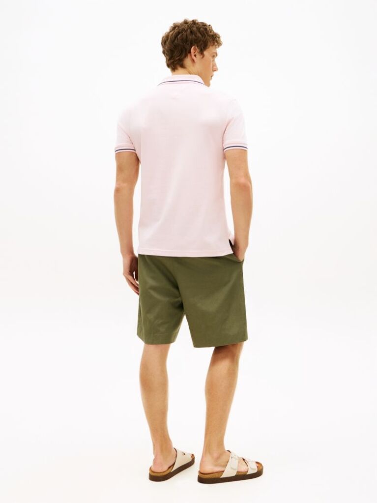 Pink Slim Fit Tipped Pique Polo Shirt  Men