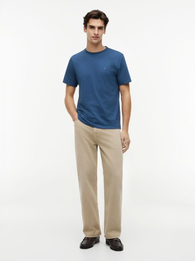 Blue Flag Embroidery T-Shirt  Men
