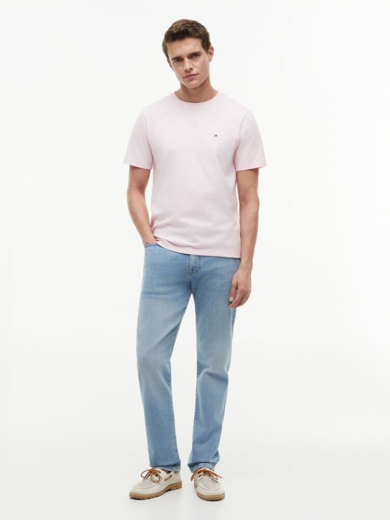 Pink Flag Embroidery T-Shirt  Men