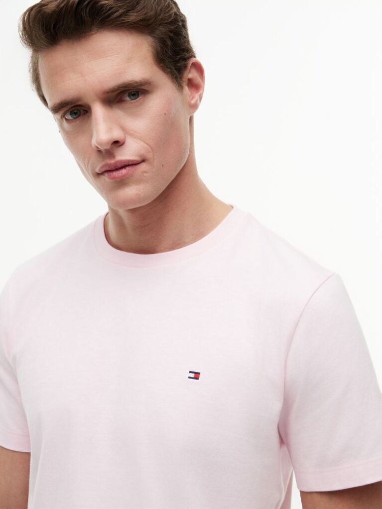 Pink Flag Embroidery T-Shirt  Men