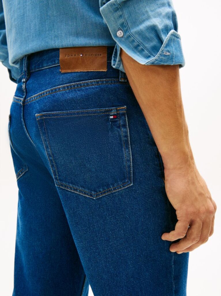 Blue Flag Embroidery Relaxed Straight Leg Jeans  Men