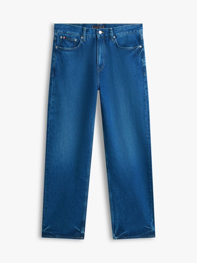 Blue Flag Embroidery Relaxed Straight Leg Jeans  Men