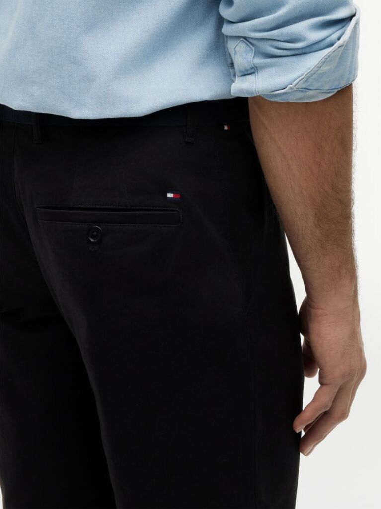 Black Denton Belted Twill Slim 9.5" Inseam Shorts  Men