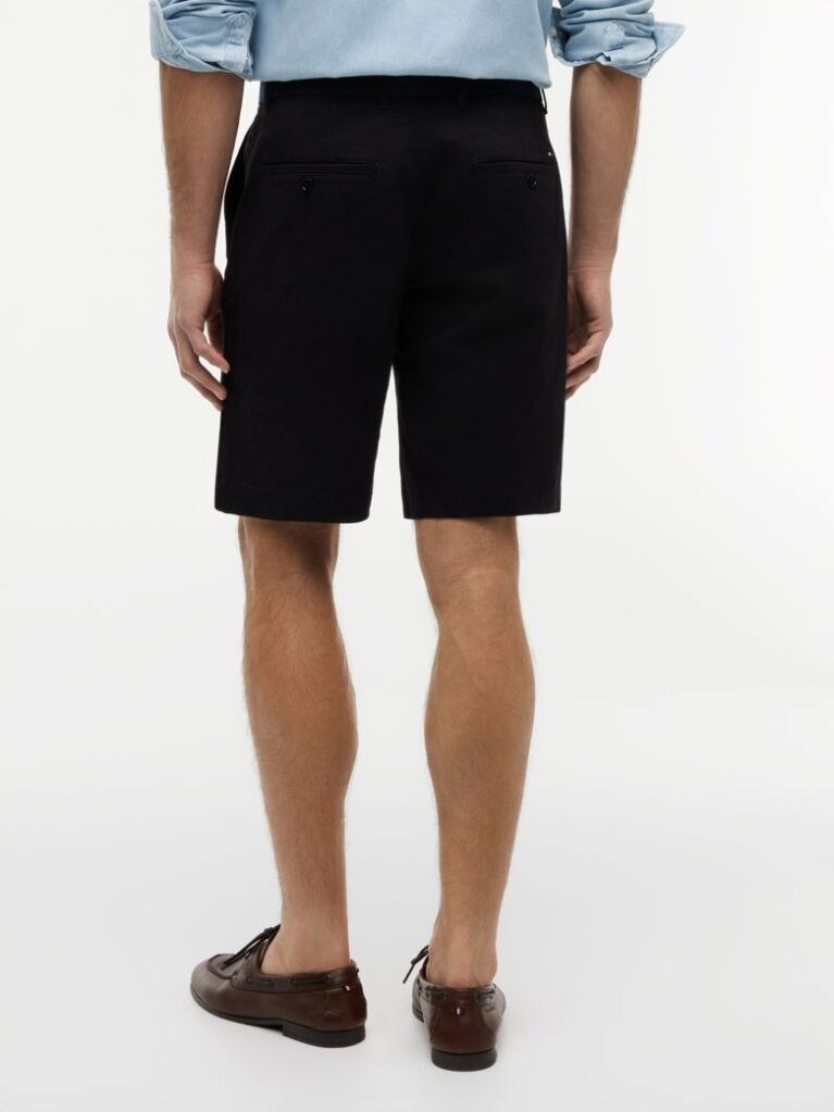 Black Denton Belted Twill Slim 9.5" Inseam Shorts  Men
