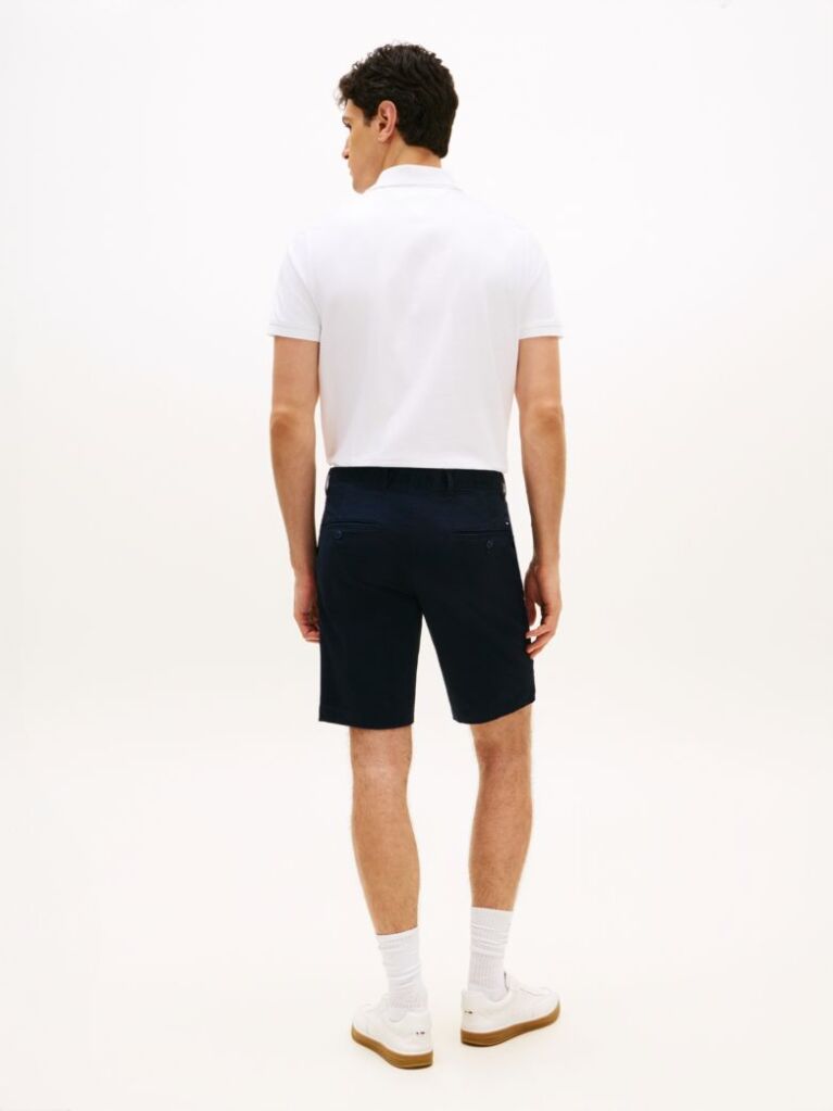 Blue Denton Belted Twill Slim 9.5" Inseam Shorts  Men