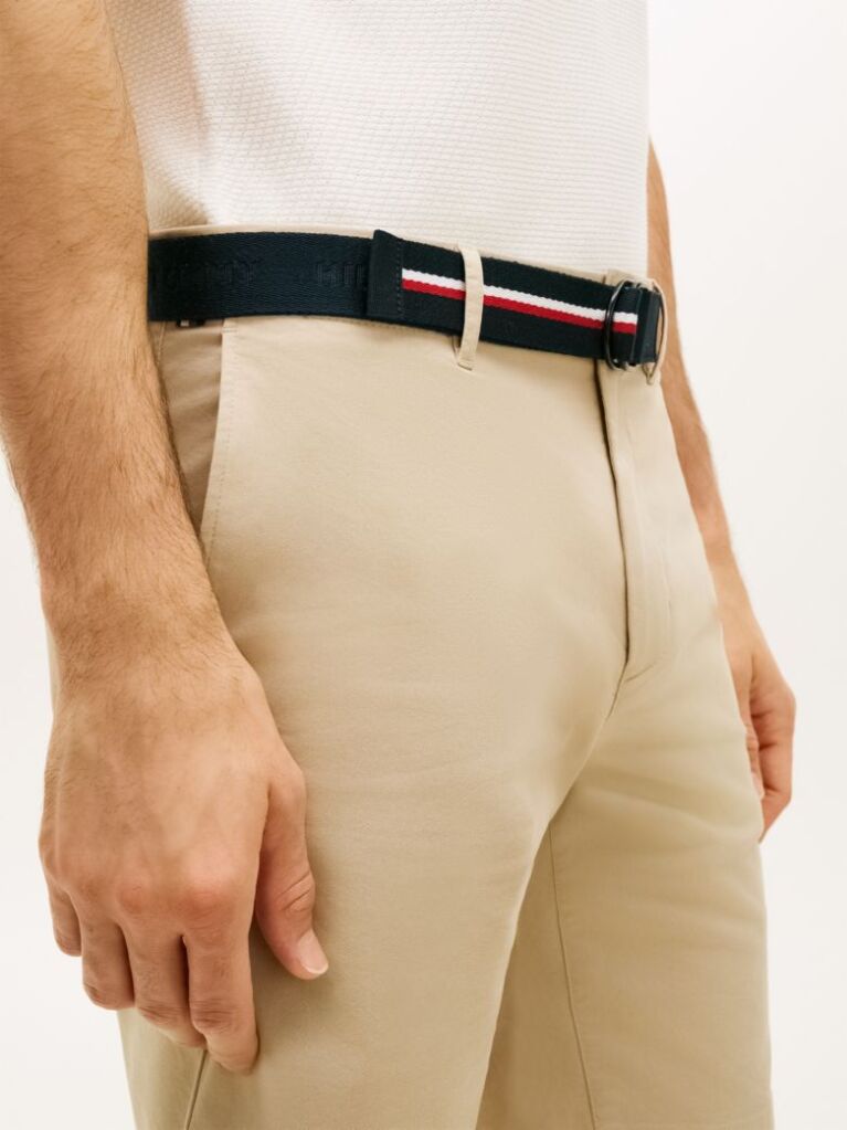 Beige Denton Belted Twill Slim 9.5" Inseam Shorts  Men