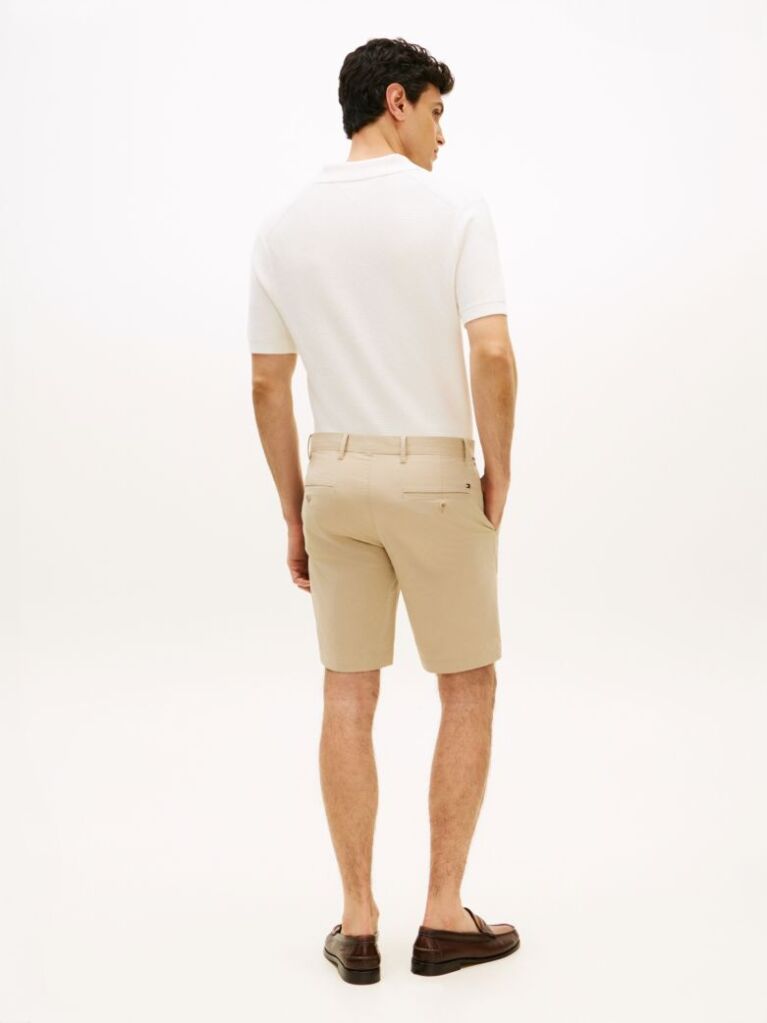 Beige Denton Belted Twill Slim 9.5" Inseam Shorts  Men