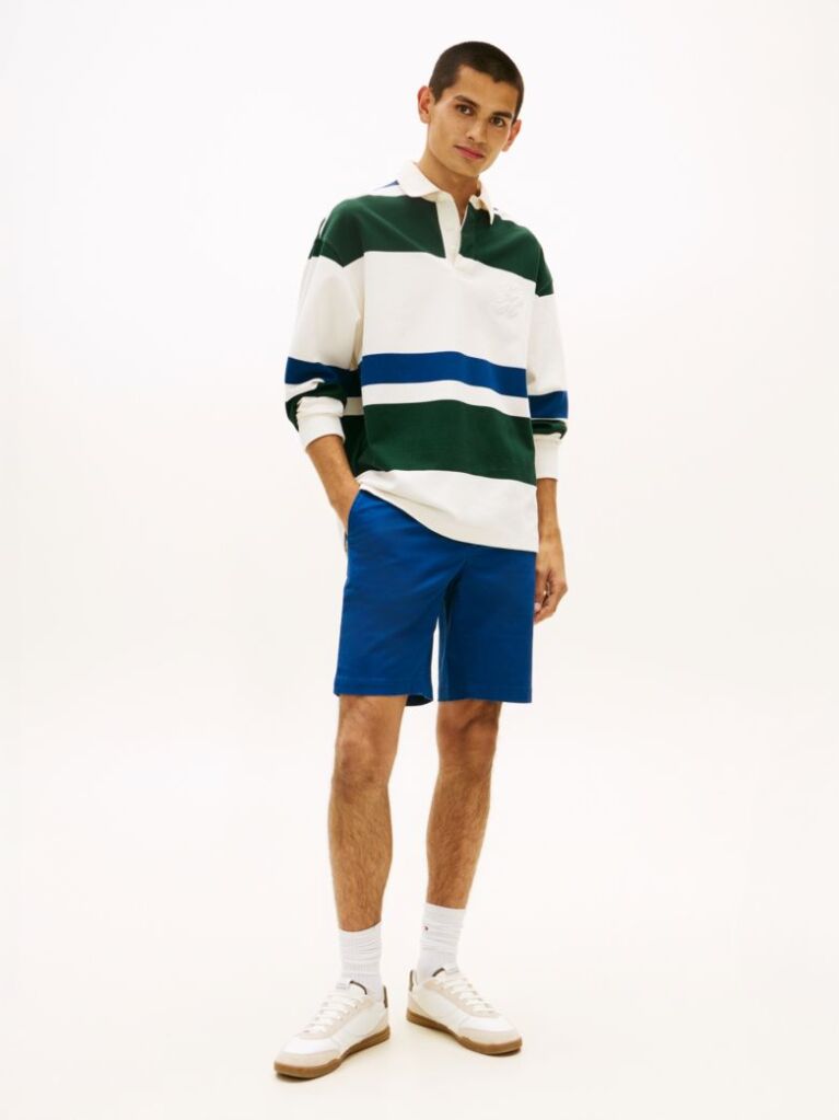 Blue Denton Twill Slim 9.5" Inseam Shorts  Men