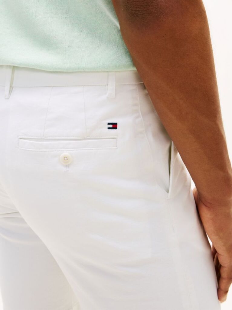 White Denton Twill Slim 9.5" Inseam Shorts  Men