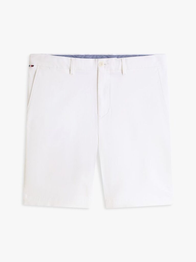 White Denton Twill Slim 9.5" Inseam Shorts  Men