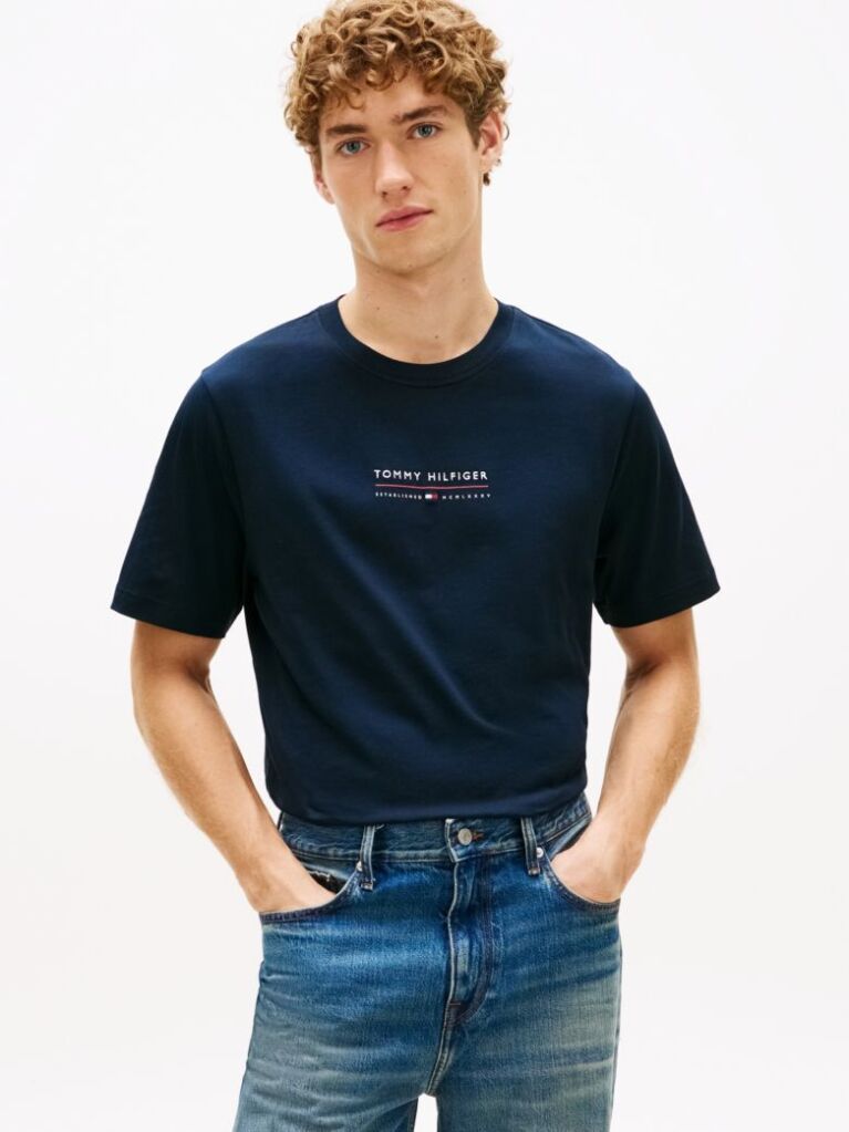Blue Logo Jersey Crew Neck T-Shirt  Men