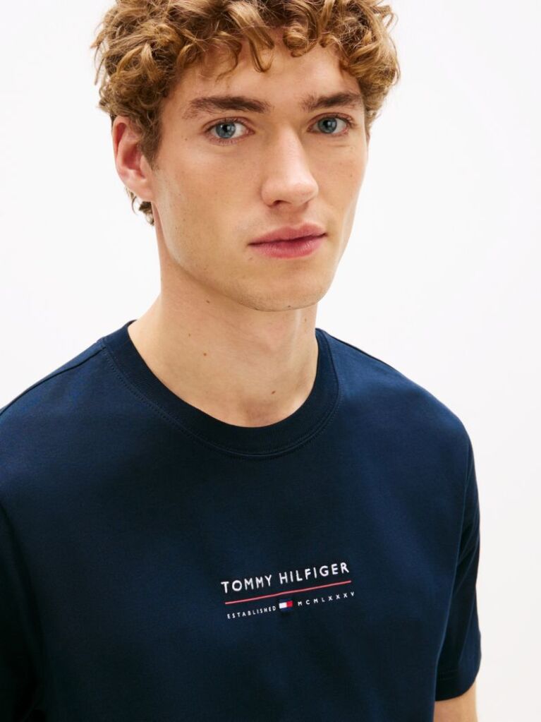 Blue Logo Jersey Crew Neck T-Shirt  Men
