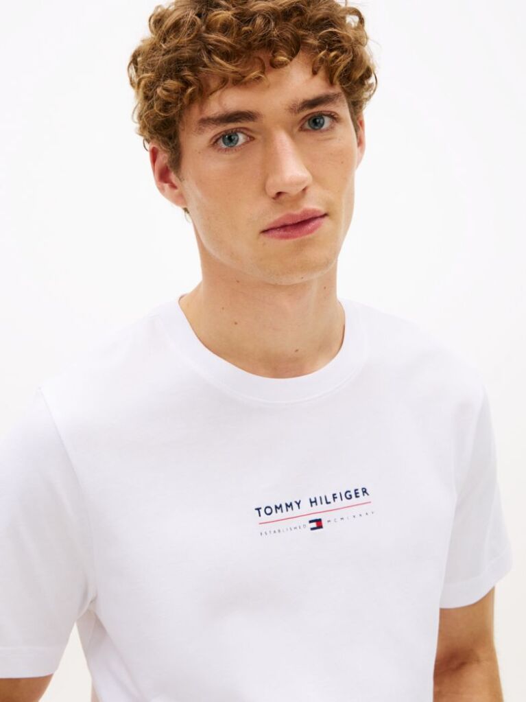 White Logo Jersey Crew Neck T-Shirt  Men