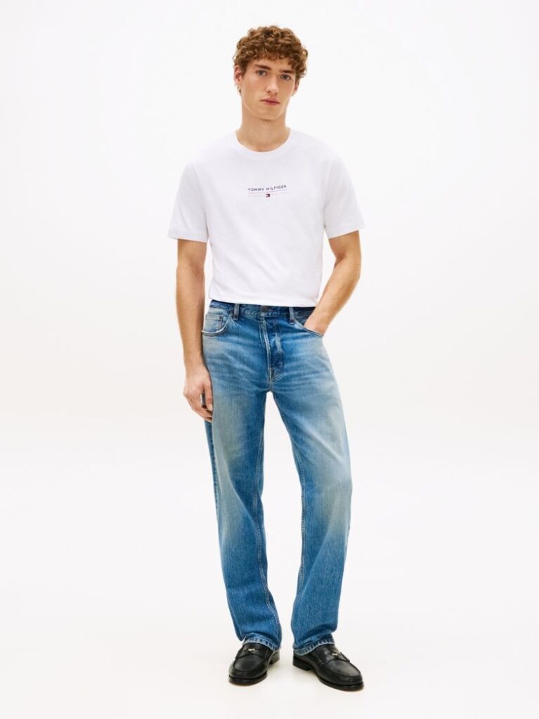 White Logo Jersey Crew Neck T-Shirt  Men