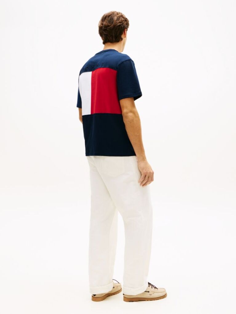 Blue Flag Embroidery Jersey Relaxed T-Shirt  Men