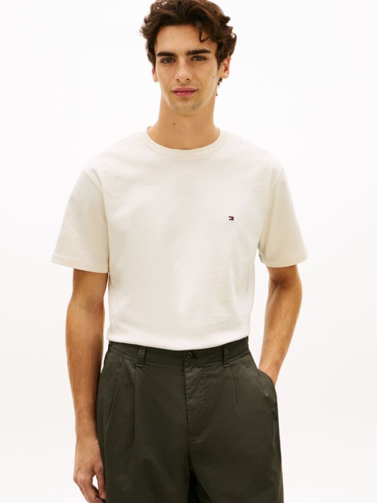 Beige Flag Embroidery Jersey Relaxed T-Shirt  Men