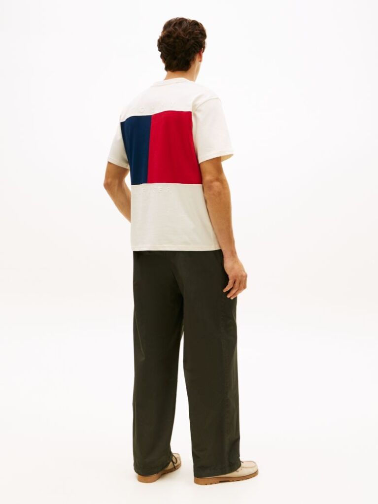 Beige Flag Embroidery Jersey Relaxed T-Shirt  Men