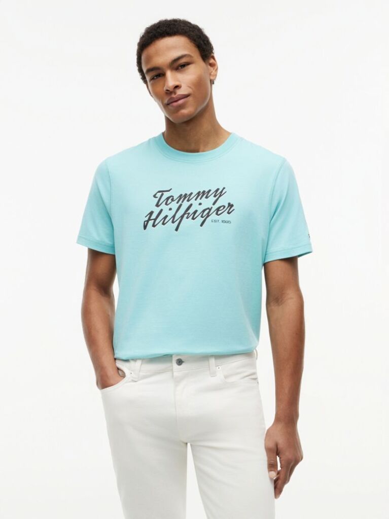 Blue Logo Graphic Crew Neck T-Shirt  Men