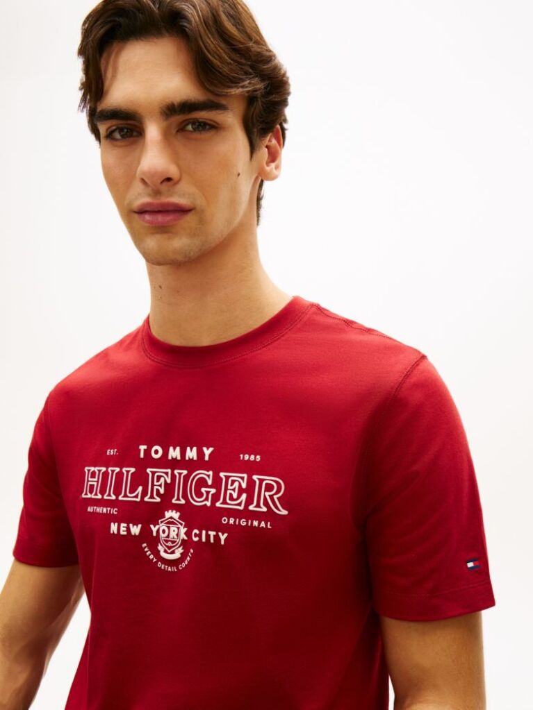 Red Heritage Graphic Crew Neck T-Shirt  Men