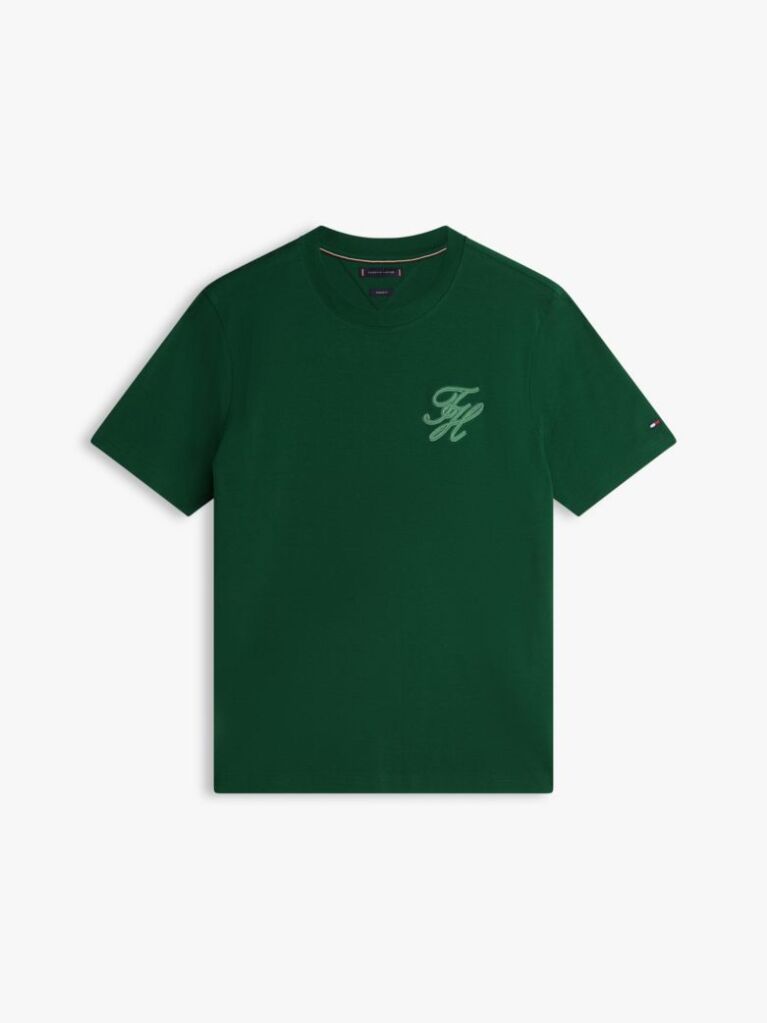 Green Tonal Logo Embroidery Crew Neck T-Shirt  Men