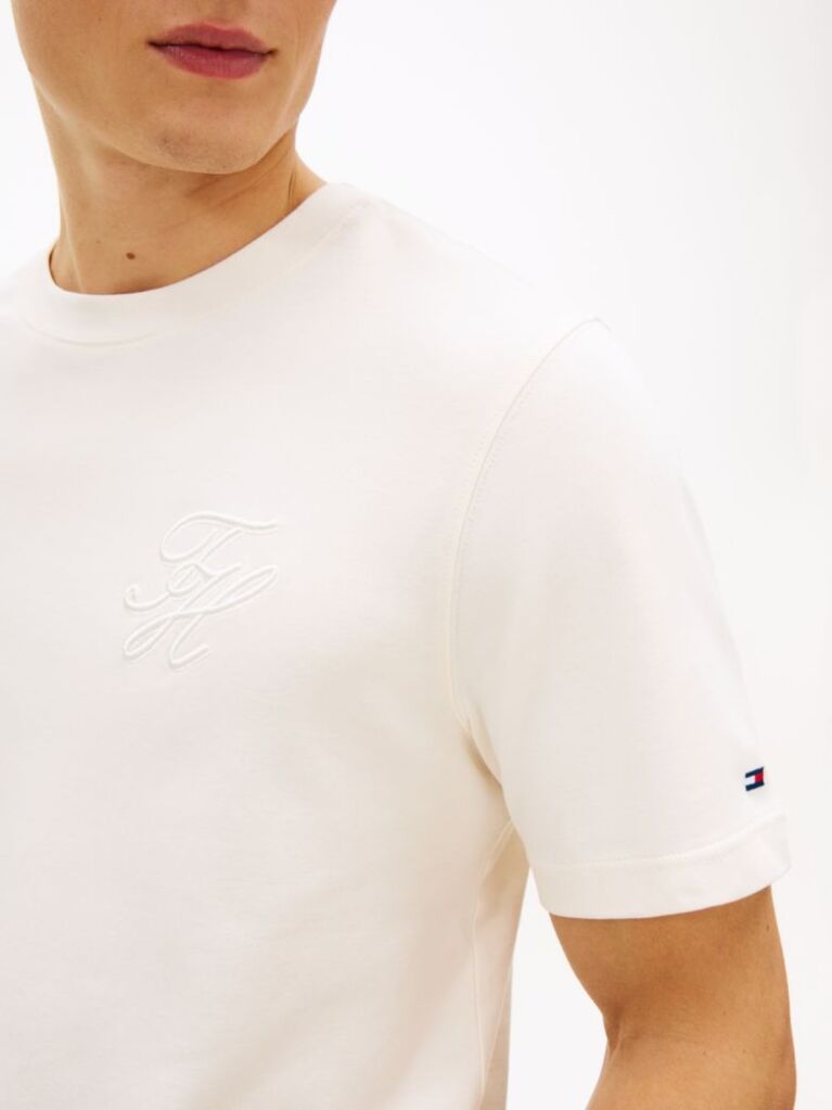 Beige Tonal Logo Embroidery Crew Neck T-Shirt  Men