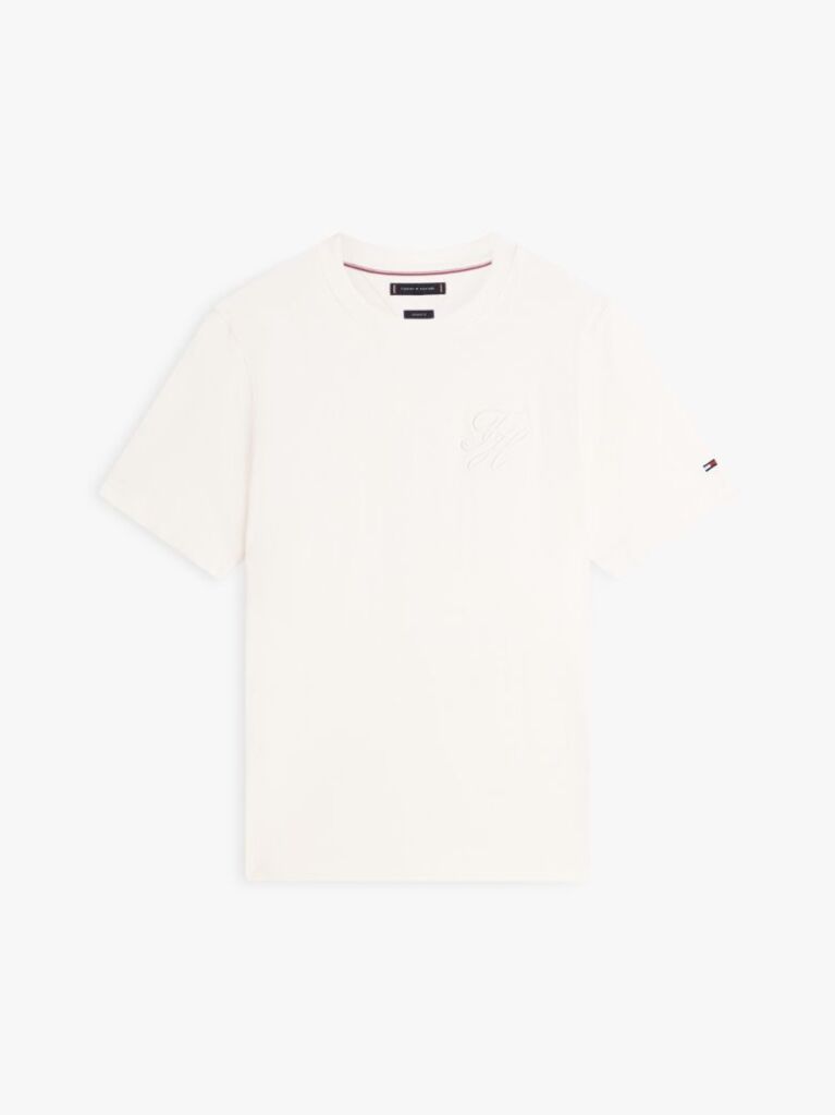 Beige Tonal Logo Embroidery Crew Neck T-Shirt  Men