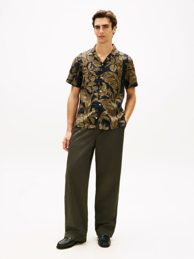 Multi Regular Fit Floral Print Linen Short Sleeve Shirt  Men