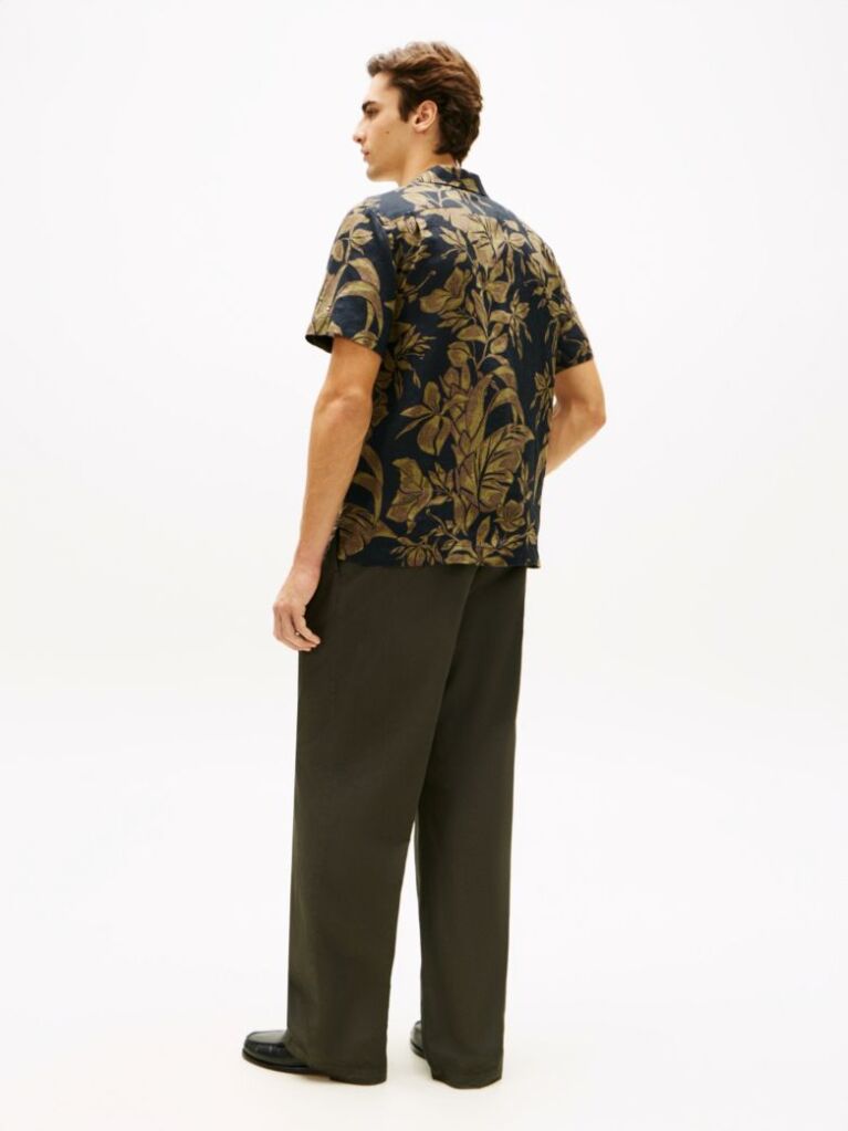 Multi Regular Fit Floral Print Linen Short Sleeve Shirt  Men