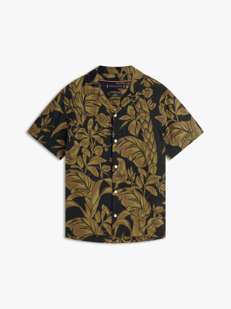 Multi Regular Fit Floral Print Linen Short Sleeve Shirt  Men