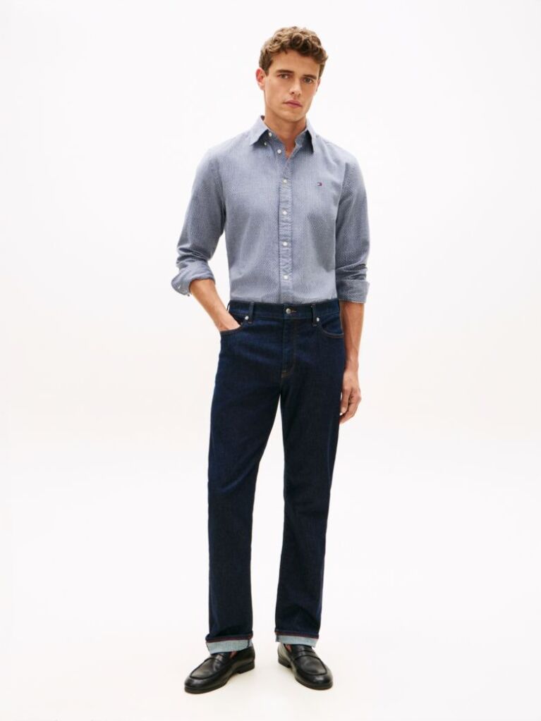 Blue TH Flex Regular Fit Dobby Shirt  Men